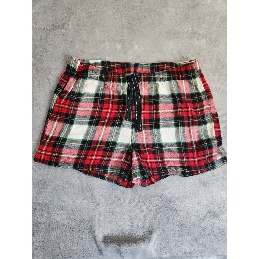 Old Navy Women's Flannel Pajama Shorts plaid Red White Size Large Tall  Soft